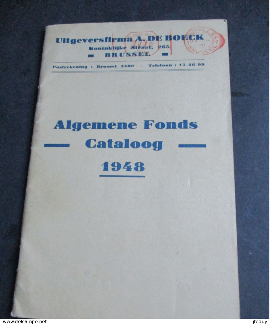 Oude CATALOOG  1948  Uitgeversfirma  A . DE  BOECK  Koninklijke Straat    BRUSSEL - Ambachten