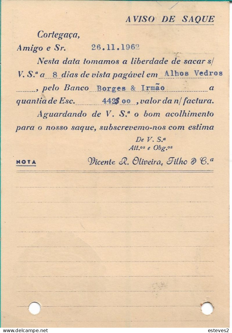 Portugal , 1962 , VICENTE R. OLIVEIRA FILHO & Cª, Cordage  , CORTEGAÇA , Commercial Postcard - Portugal