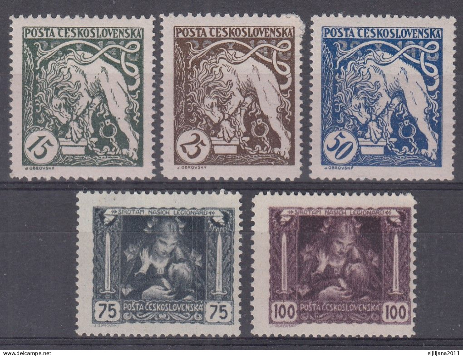 Action !! SALE !! 50 % OFF !! ⁕ Czechoslovakia 1919 ⁕ Legionnaires Mi.34-38 ⁕ 5v MNH - Ongebruikt