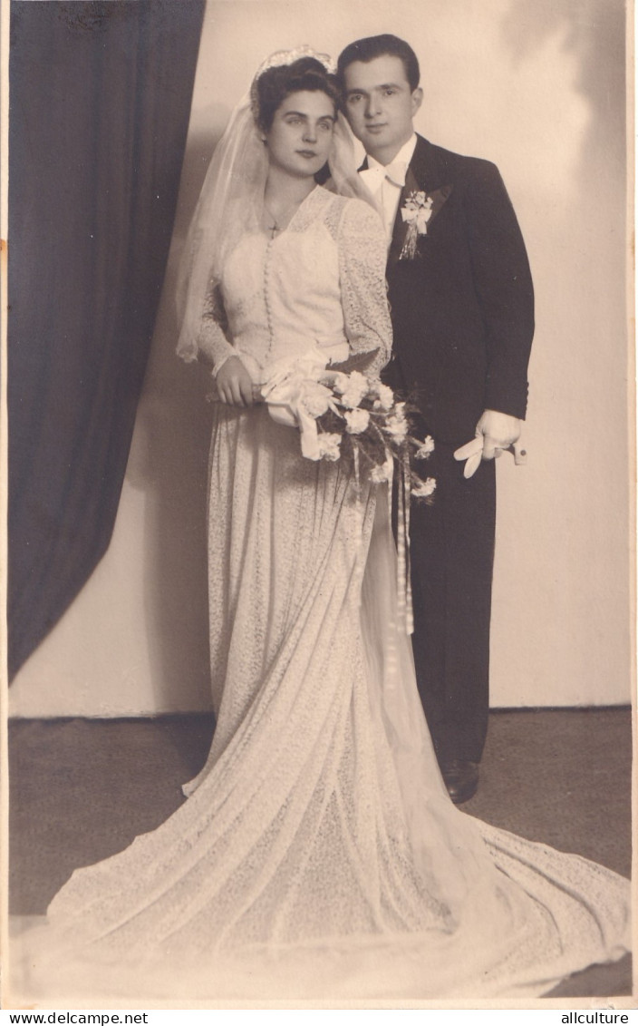 A23341   - VITAGE  WEDDING MARRIAGE  PHOTO  POSTCARD  ROMANIA  1949 USED  - Noces