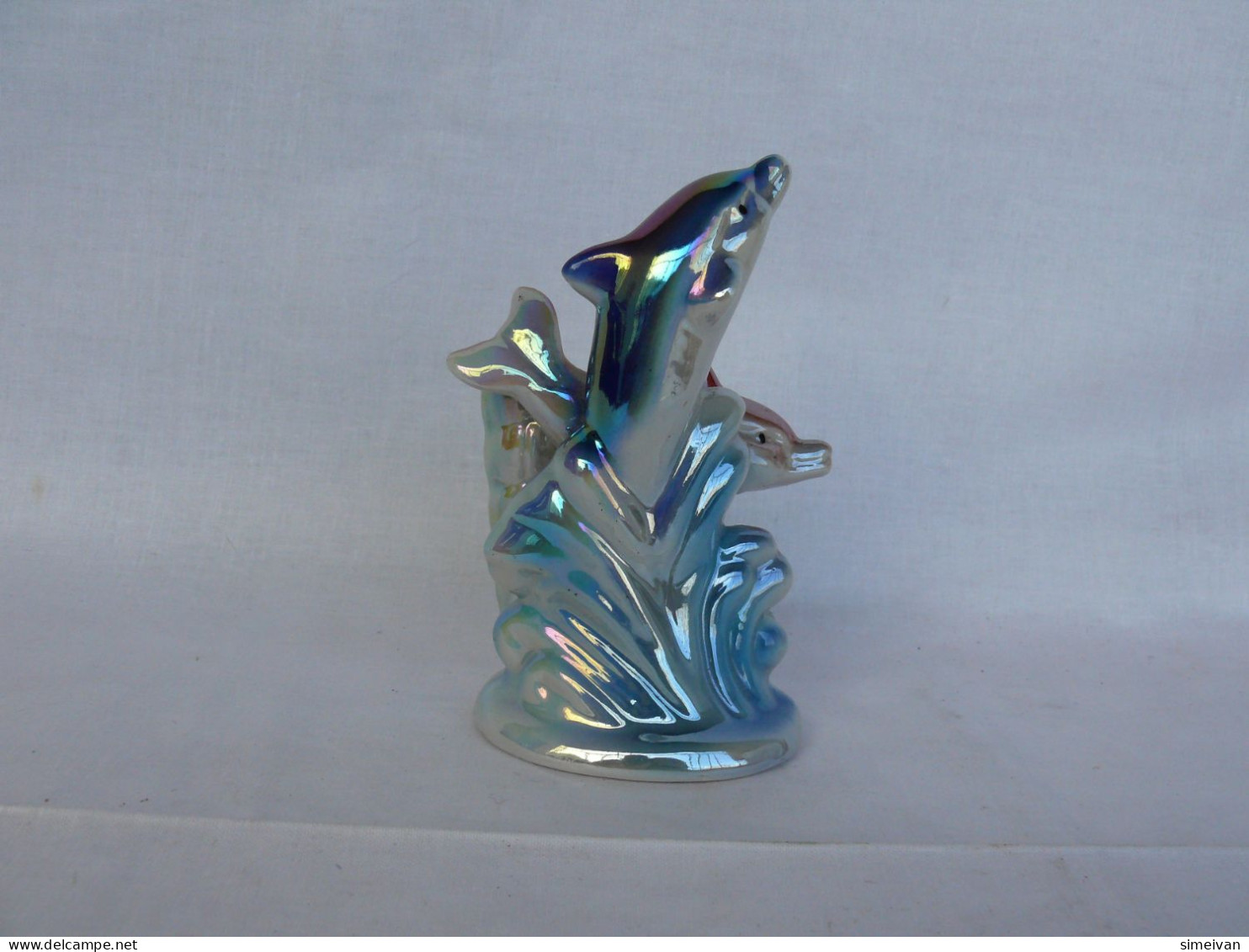 Beautiful Porcelain Figurе Dolphins And Pen Holder #2134 - Other & Unclassified