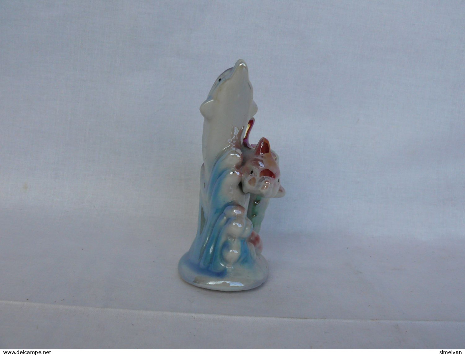 Beautiful Porcelain Figurе Dolphins And Pen Holder #2134 - Autres & Non Classés