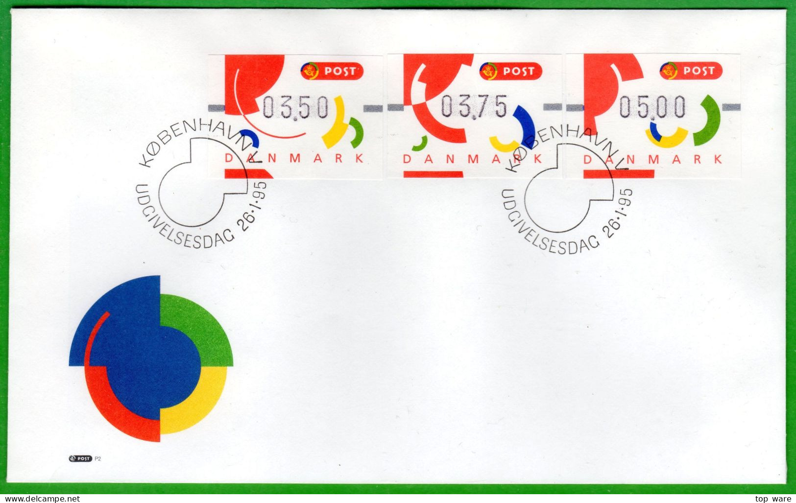 Danmark Denmark / 1995 / ATM 2-4 / Segmente / Official FDC / Automatenmarken Vending Machine Stamps Frama - Automatenmarken [ATM]