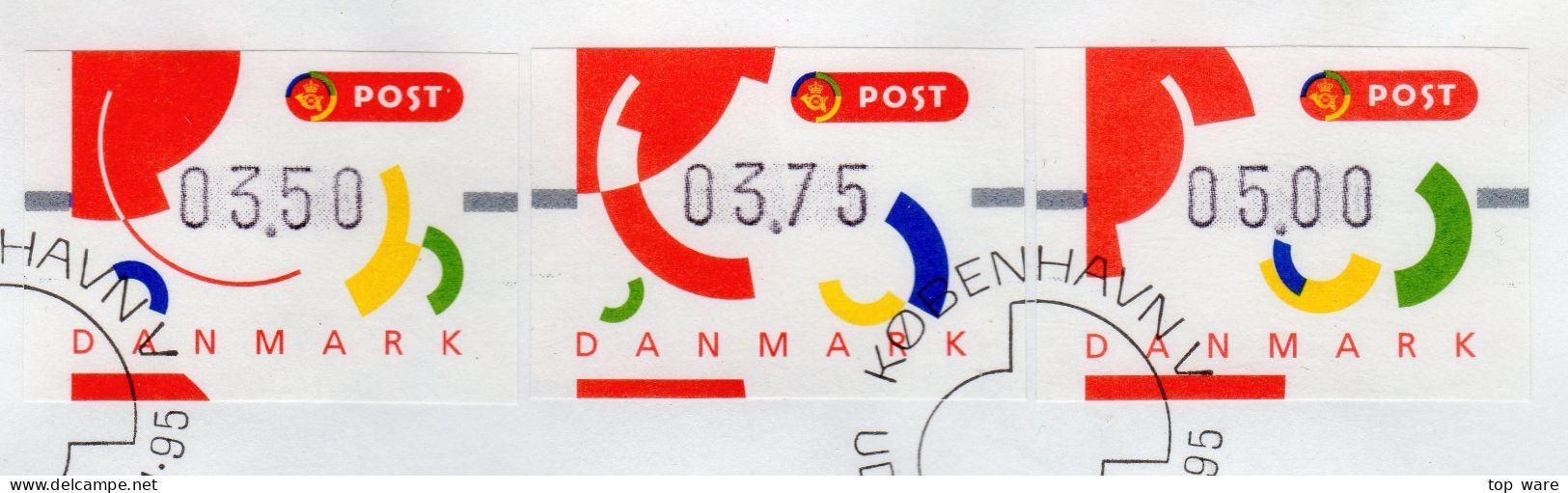 Danmark Denmark / 1995 / ATM 2-4 / Segmente / Official FDC / Automatenmarken Vending Machine Stamps Frama - Timbres De Distributeurs [ATM]