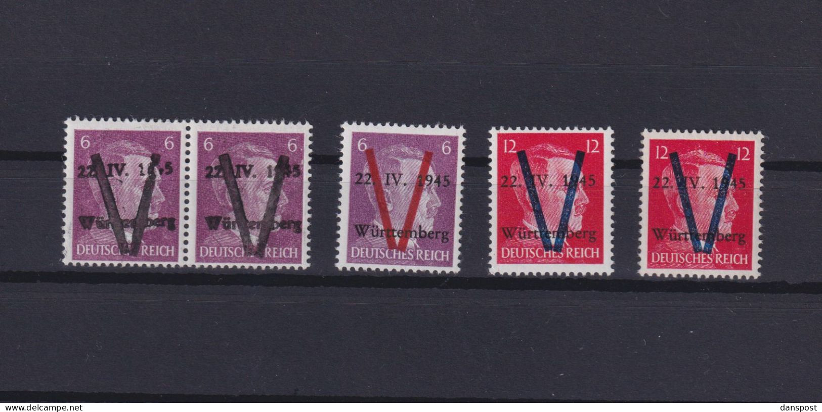 Lot Württemberg 1945 Postfrisch - Mint