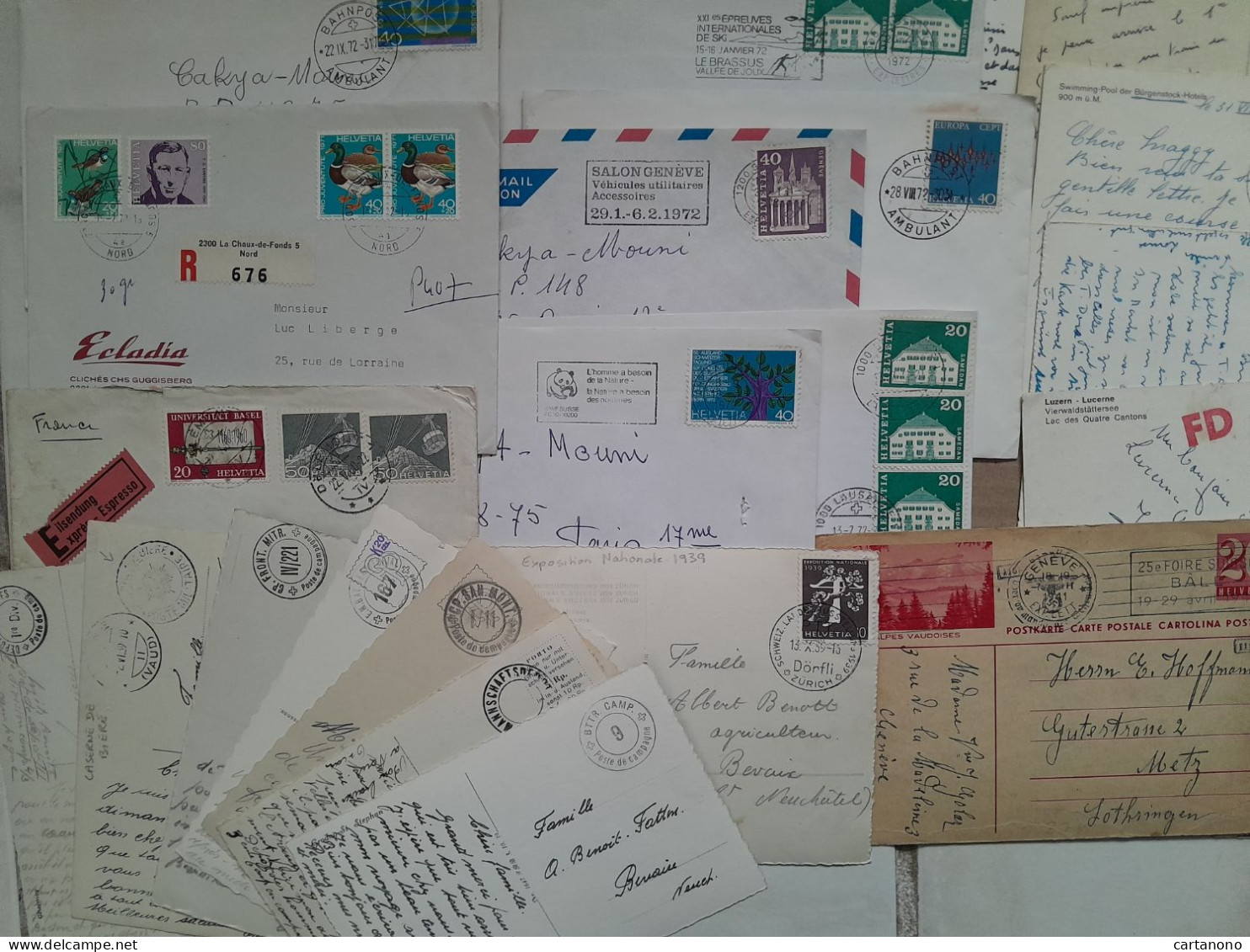 SUISSE - Ensemble De 65 Lettres Cartes Postales Entiers Postaux Affranchissements Oblitérations Poste Militaire... - Poststempel