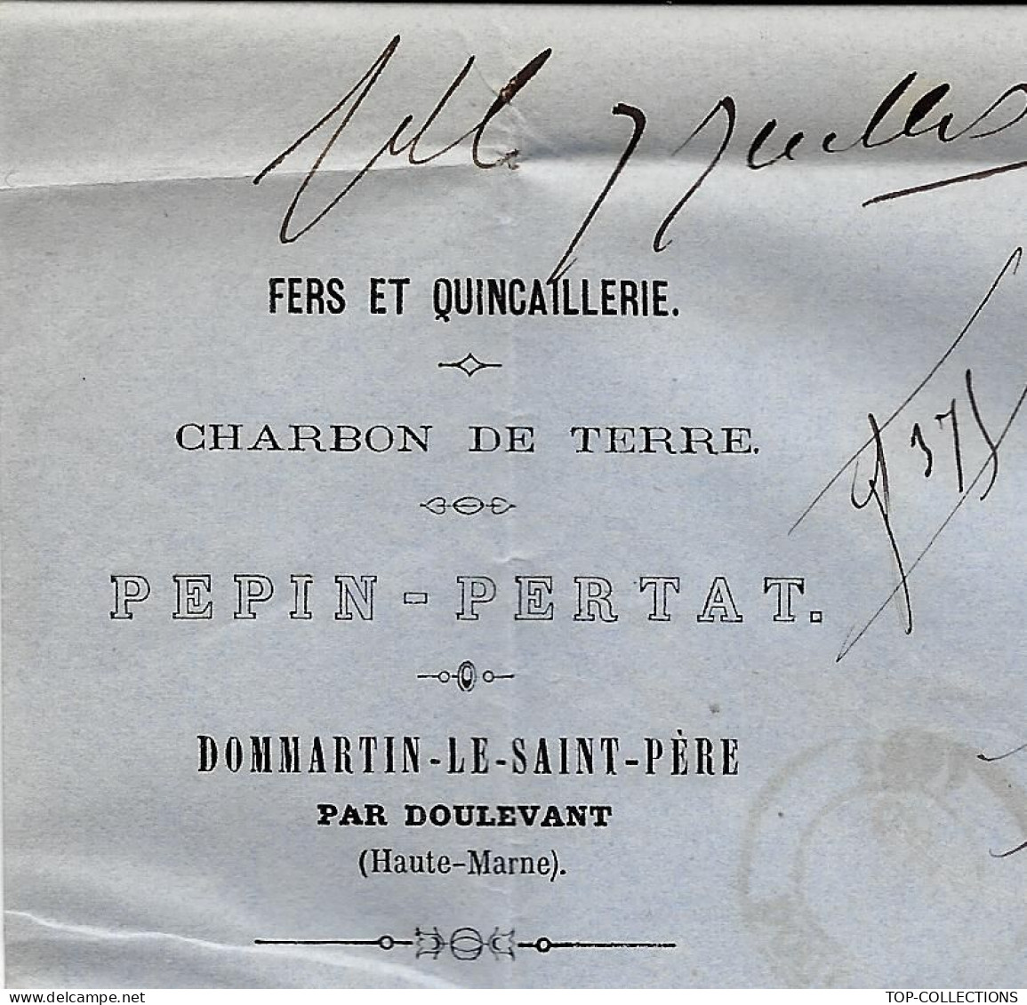 1855 ENTETE PEPIN PERTAT Dammartin Le Saint Père Haute Marne Pour Danelle Frères Maitres De Forges Le Buisson Près Wassy - 1800 – 1899