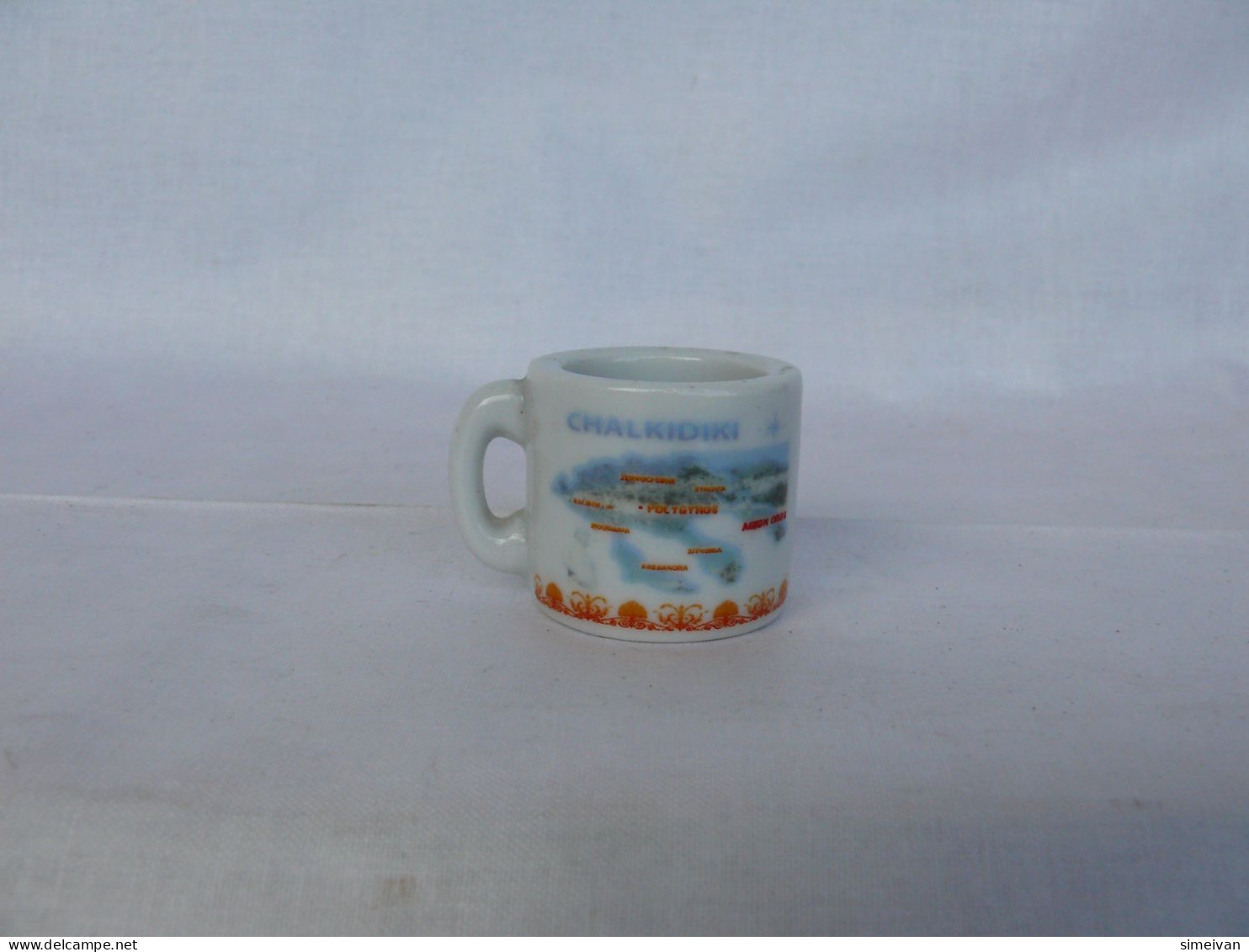 Vintage Small Coffee Cup CHALKIDIKI Memorabilia Souvenir #2135 - Other & Unclassified