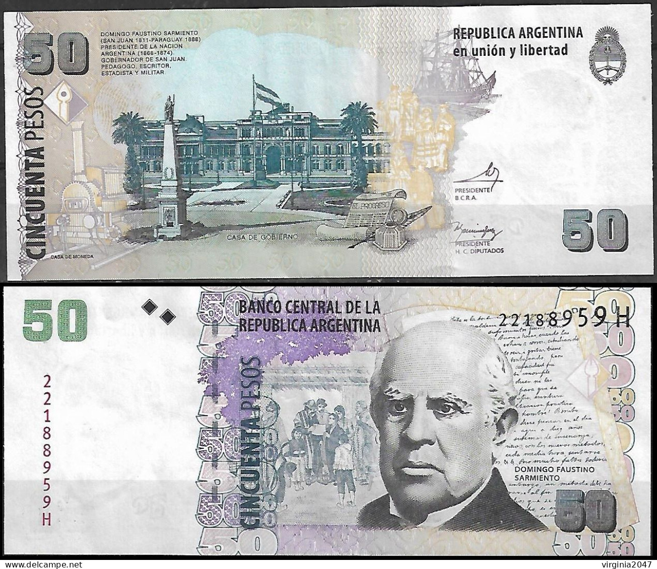 Argentina Billete De $50 De Domingo Faustino Sarmiento 1v, - Argentine