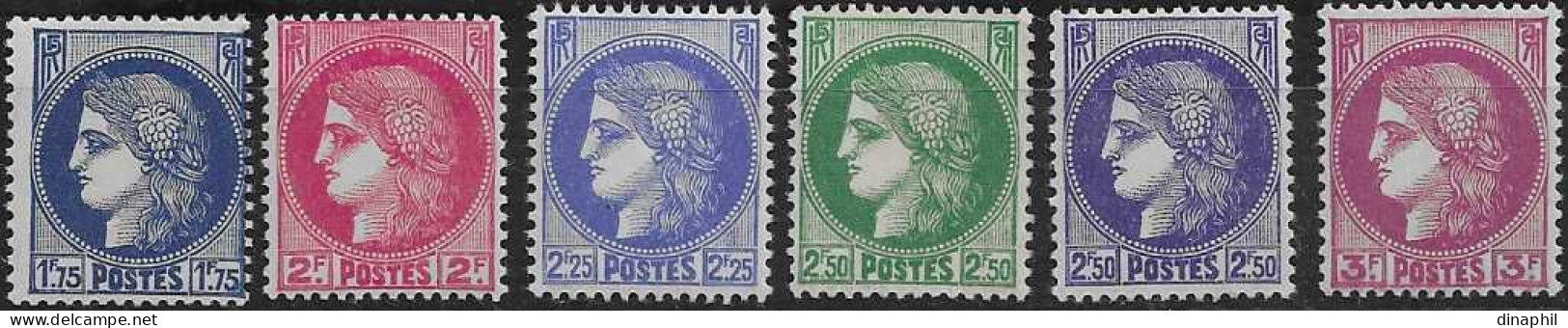 France 1938-41 - Série Type Cérès N° 372 à 376 - 1945-47 Cérès De Mazelin