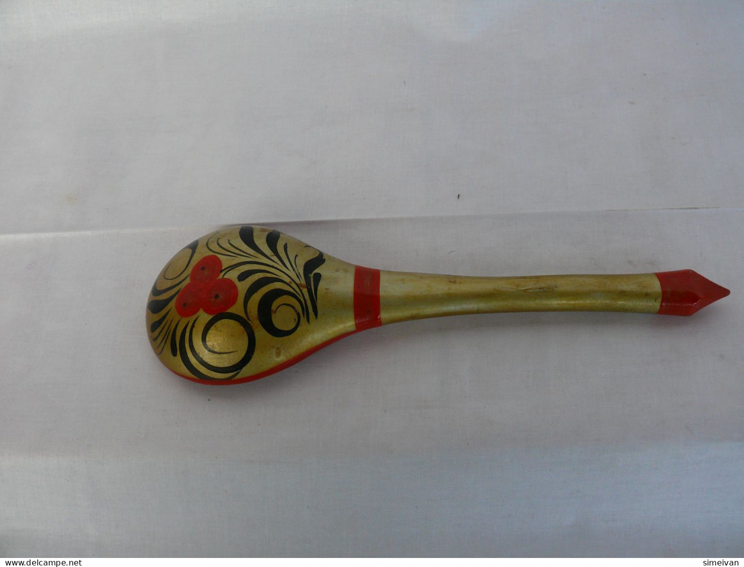 Vintage Khokhloma Wooden Spoon Hand Painted In Russia Russian Art #2146 - Cucchiai