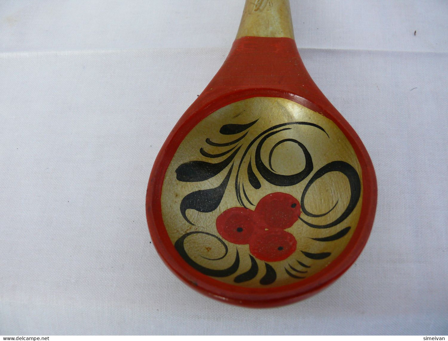 Vintage Khokhloma Wooden Spoon Hand Painted In Russia Russian Art #2146 - Lepels