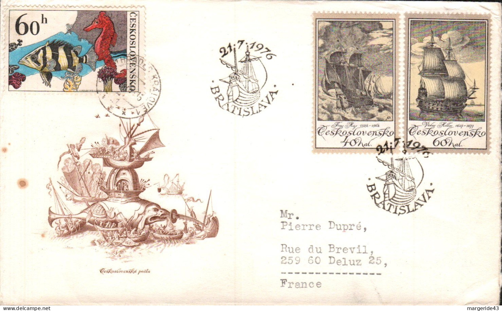 TCHECOSLOVAQUIE LETTRE FDC POUR LA FRANCE 1976 - Storia Postale