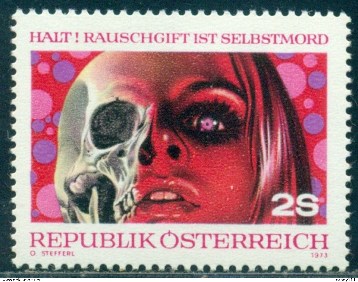 1973 Substance Abuse,drugs,skeleton,young Woman,health,Austria, Mi.1411, MNH - Drugs