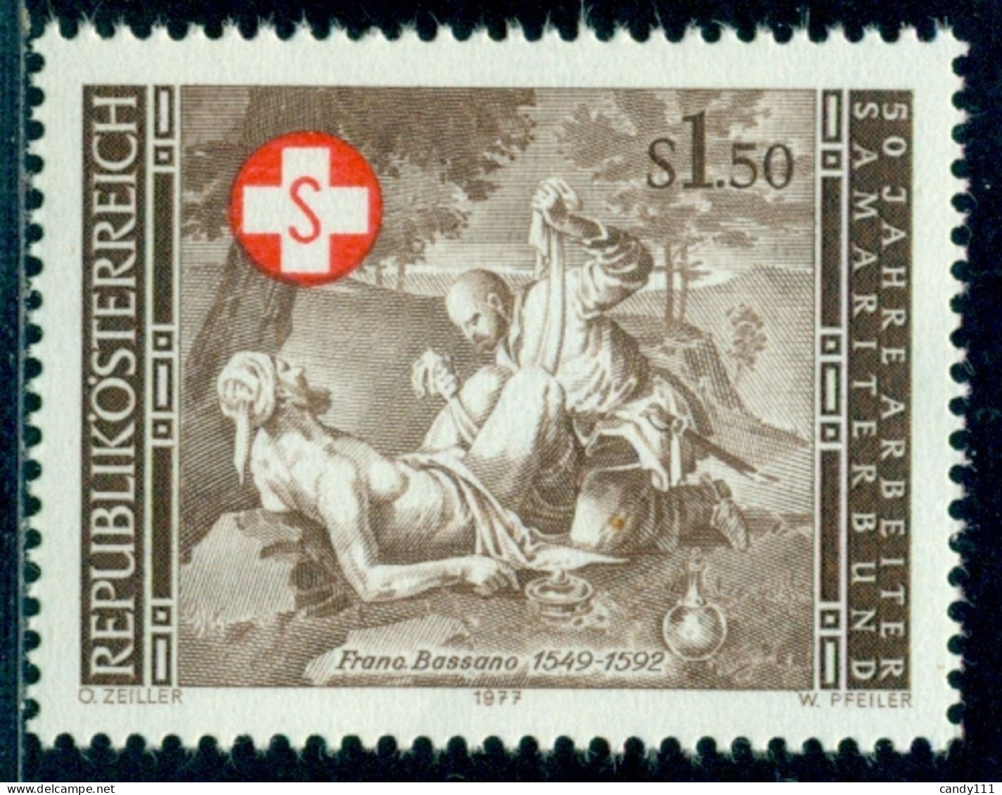 1977 Samaritan Workers,injury, Francesco Bassano,painting,Austria,Mi.1556 , MNH - Erste Hilfe