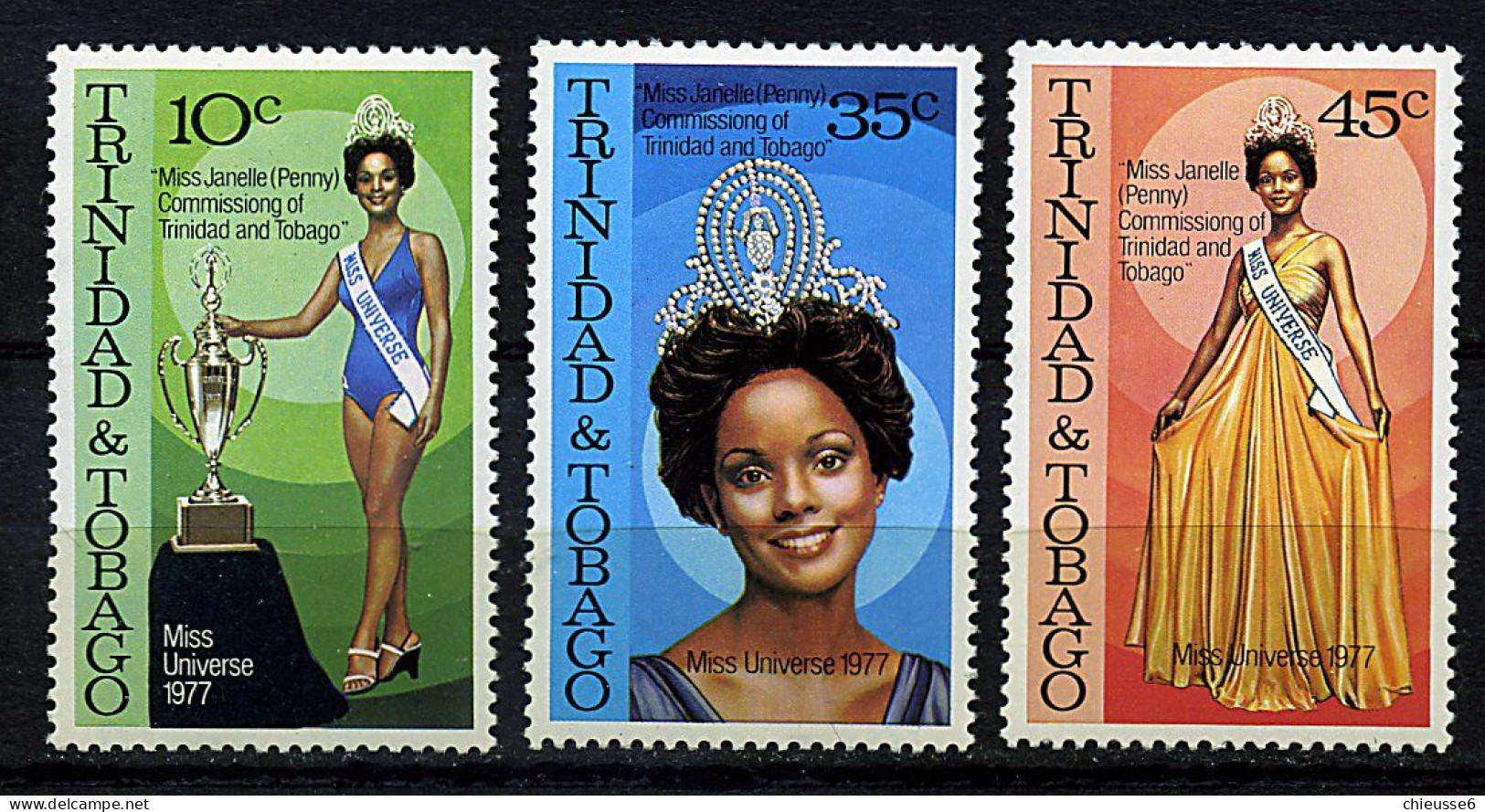 Trinite ** N° 377 à 379 - Misse Univers 1977 - Trinidad & Tobago (1962-...)