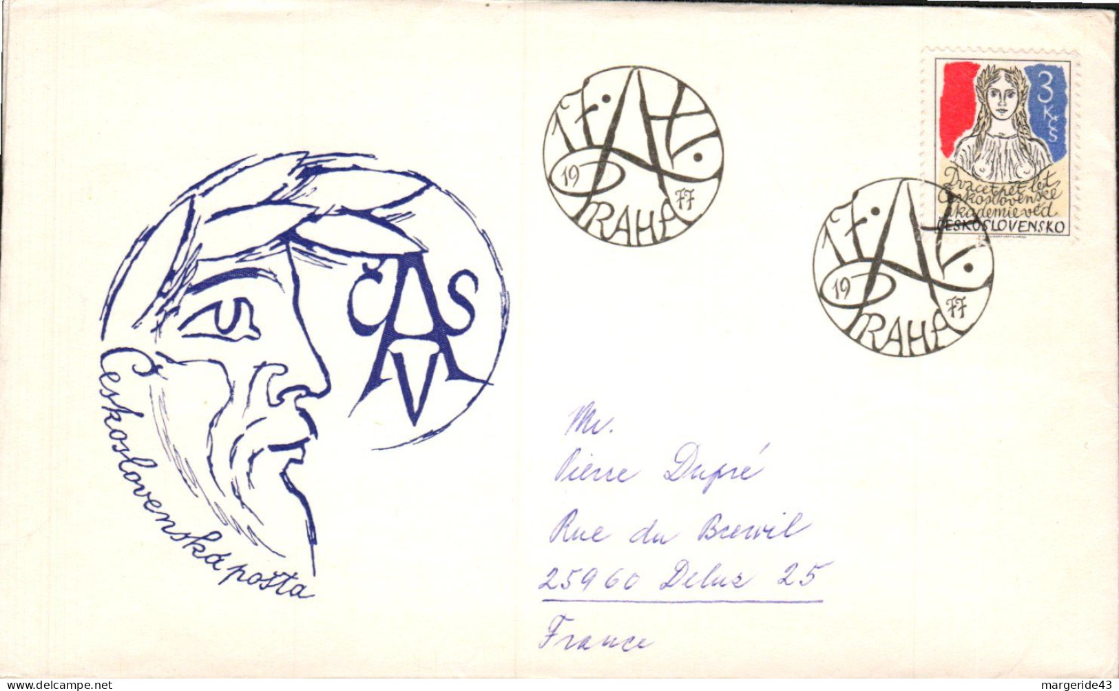 TCHECOSLOVAQUIE LETTRE FDC POUR LA FRANCE 1976 - Covers & Documents