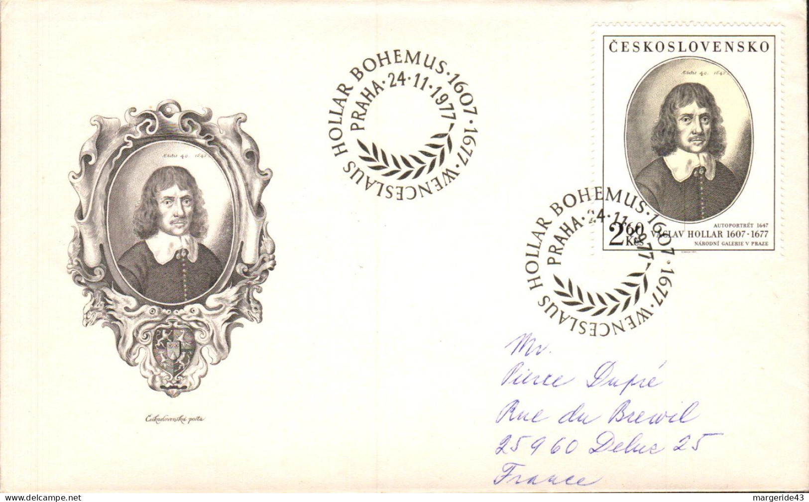 TCHECOSLOVAQUIE LETTRE FDC POUR LA FRANCE 1977 - Covers & Documents