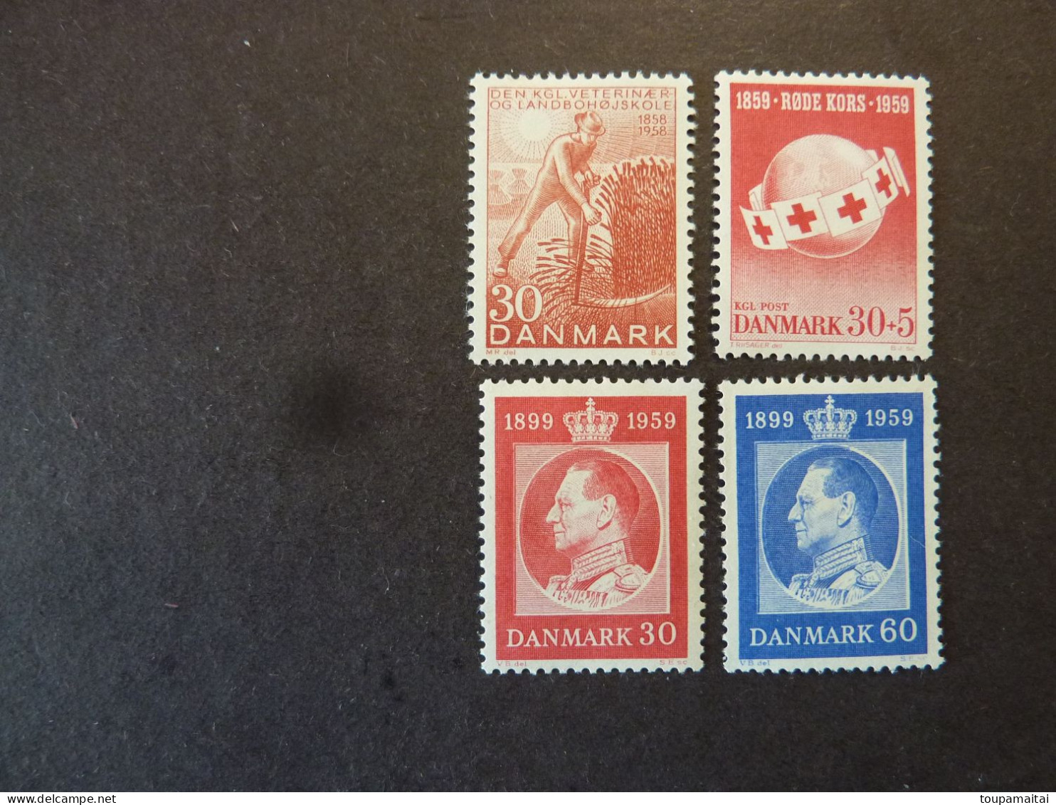 DANEMARK, Année 1957-59, YT N° 377-378-380-383 Neufs MH* - Unused Stamps