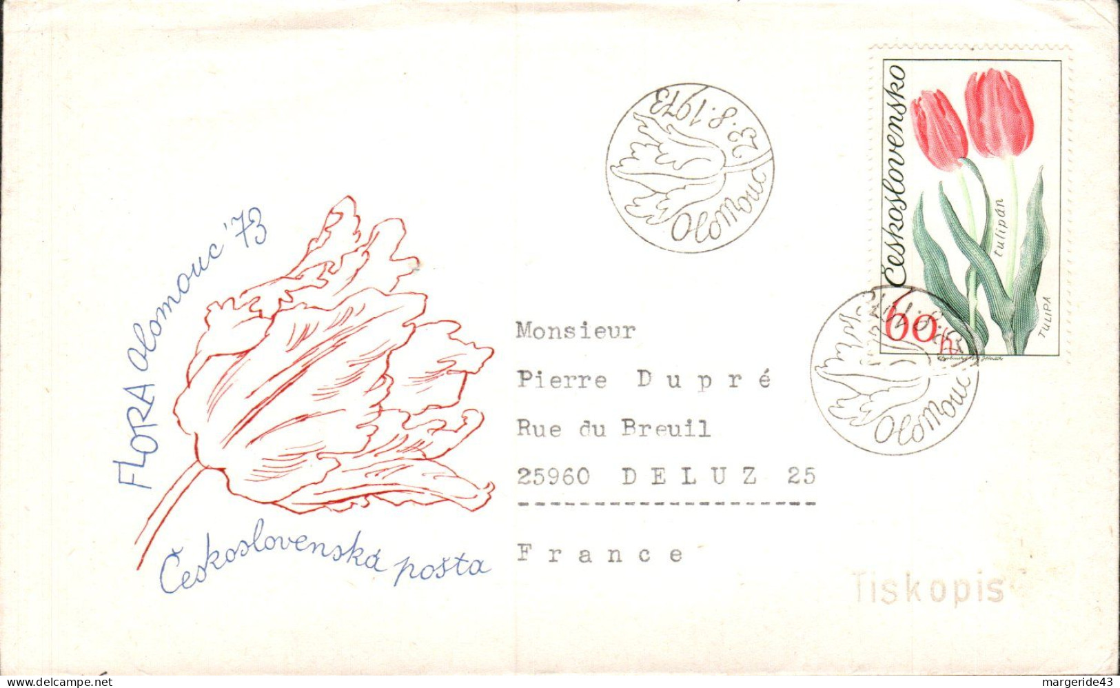 TCHECOSLOVAQUIE LETTRE FDC POUR LA FRANCE 1976 - Briefe U. Dokumente