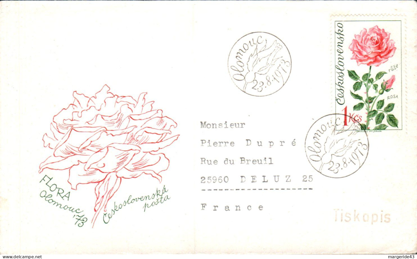 TCHECOSLOVAQUIE LETTRE FDC POUR LA FRANCE 1976 - Cartas & Documentos