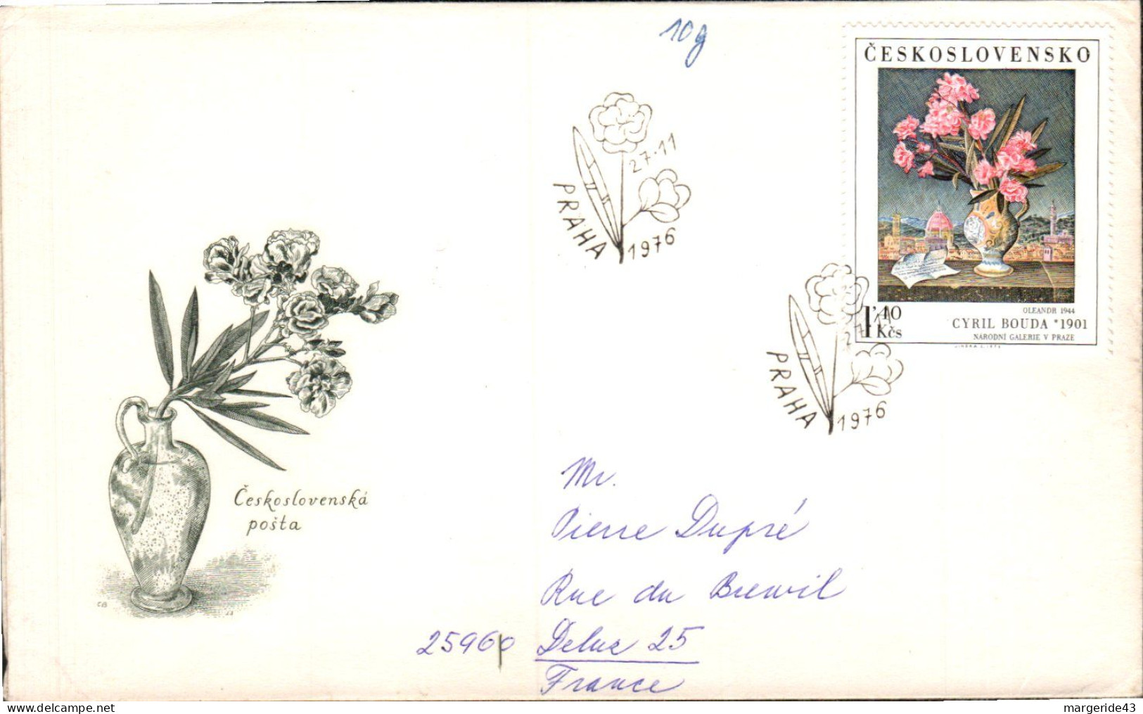 TCHECOSLOVAQUIE LETTRE FDC POUR LA FRANCE 1976 - Lettres & Documents