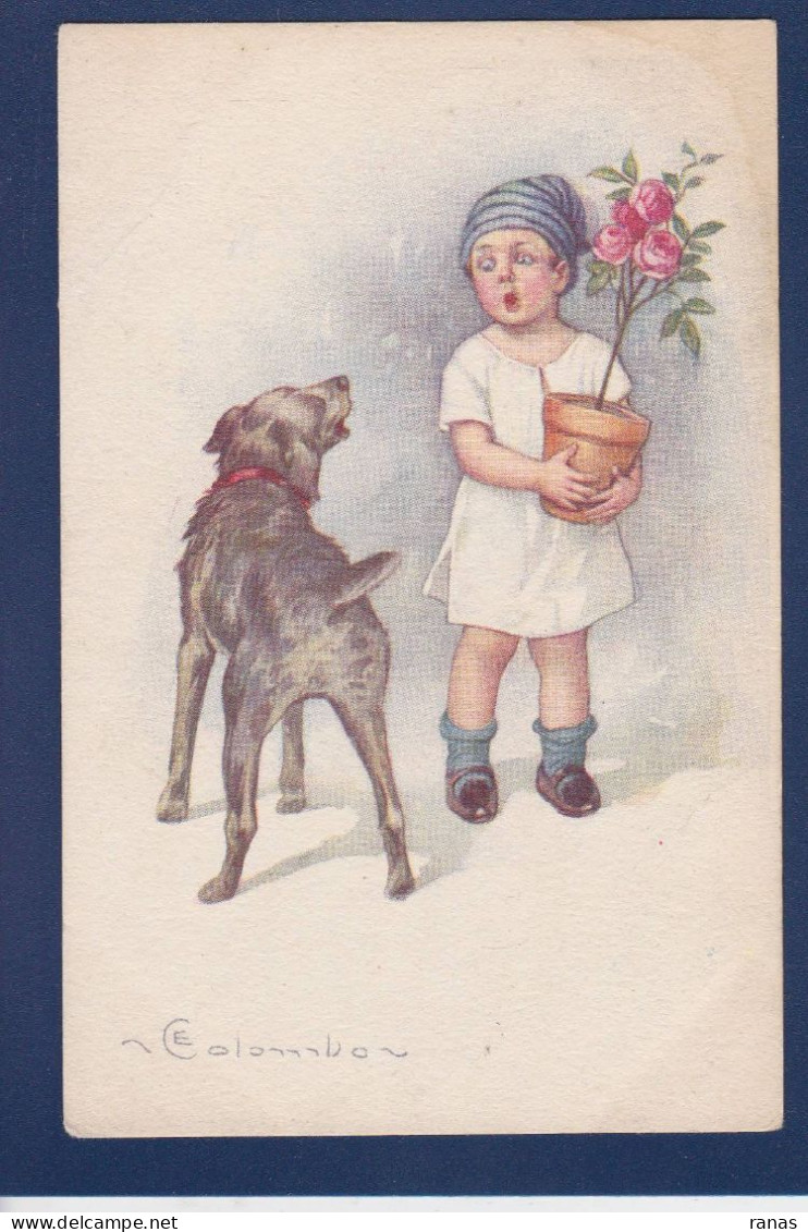 CPA Colombo Art Déco Illustrateur Italien Enfants Chien Dog écrite 642-3 - Colombo, E.