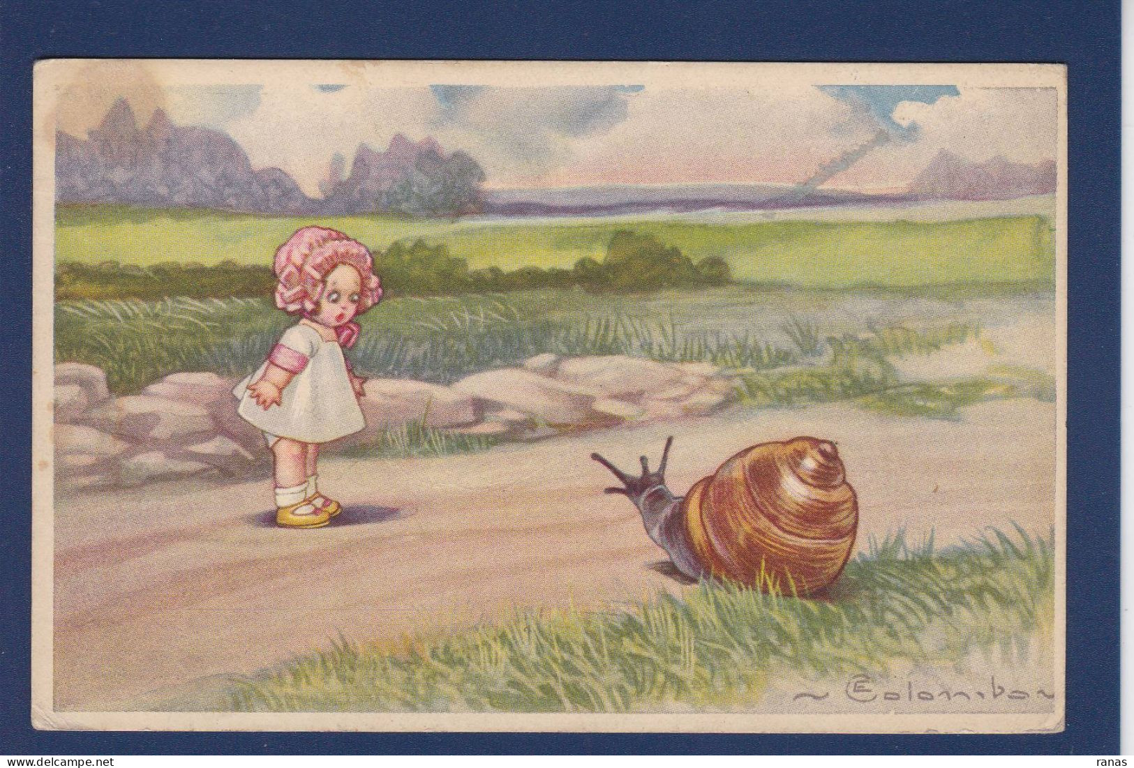 CPA Colombo Art Déco Illustrateur Italien Enfants Escargot écrite 1745-3 - Colombo, E.