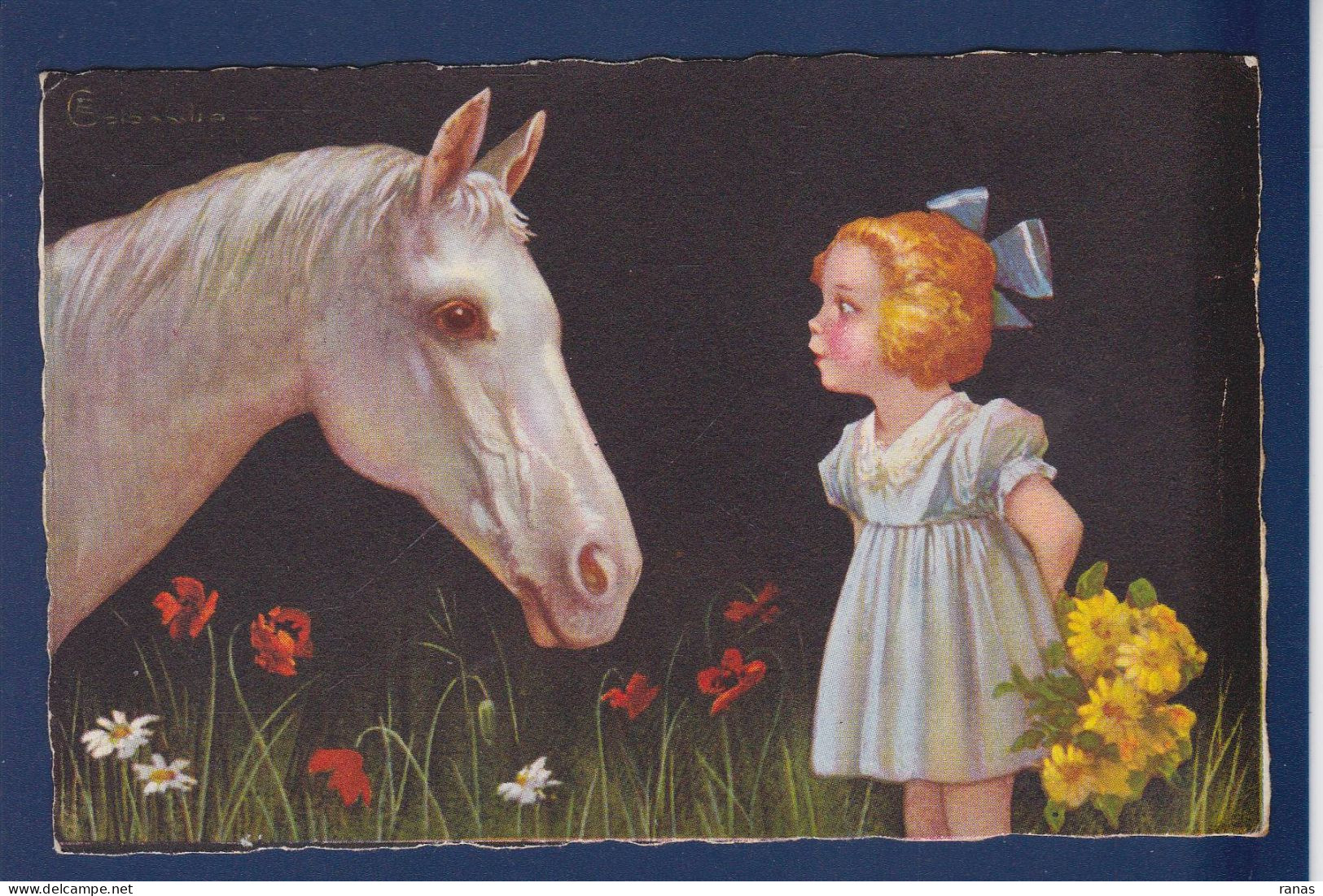 CPA Colombo Art Déco Illustrateur Italien Enfants Circulée Cheval Horse 1901-1 - Colombo, E.