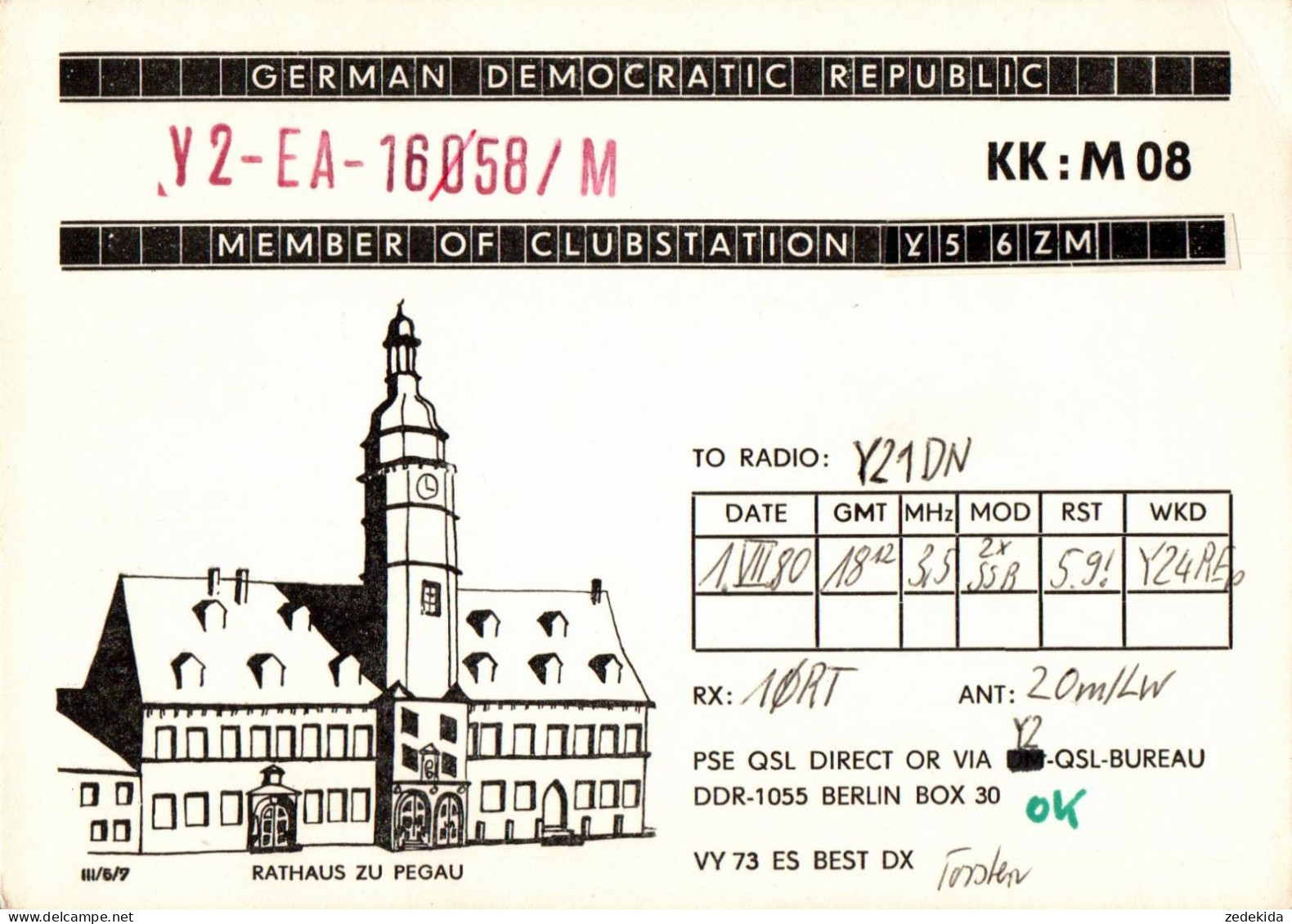 G6457 - Pegau - QSL Amateurfunkerkarte Radio Funkerkarte - DDR - Radio