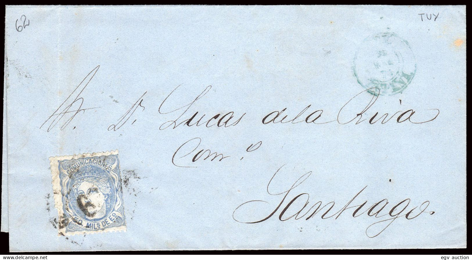 Pontevedra - Edi O 107 - Carta Mat Rueda De Carreta "62 - Tuy" - Covers & Documents