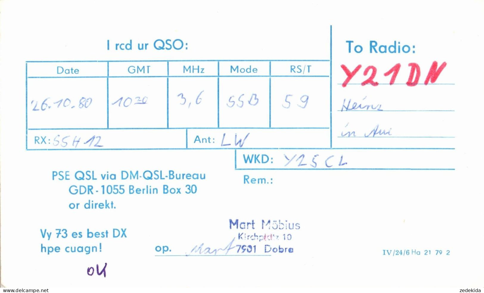 G6459 - Brottewitz - QSL Amateurfunkerkarte Radio Funkerkarte - Sugar VEB Zuckerkombinat - Verlag DDR - Radio