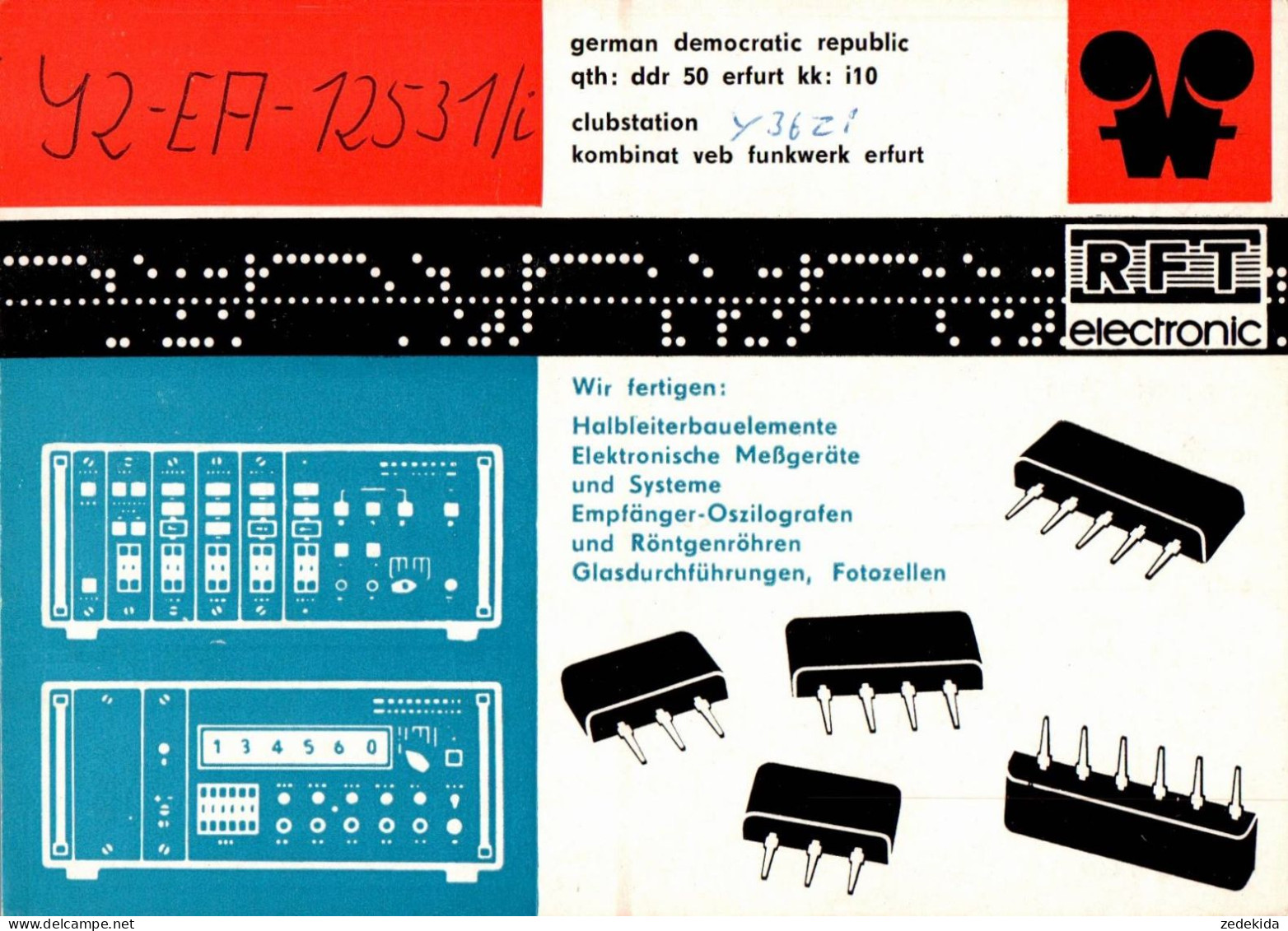 G6465 - Erfurt RFT - QSL Amateurfunkerkarte Radio Funkerkarte - DDR German Democratic Republic - Verlag DDR - Radio