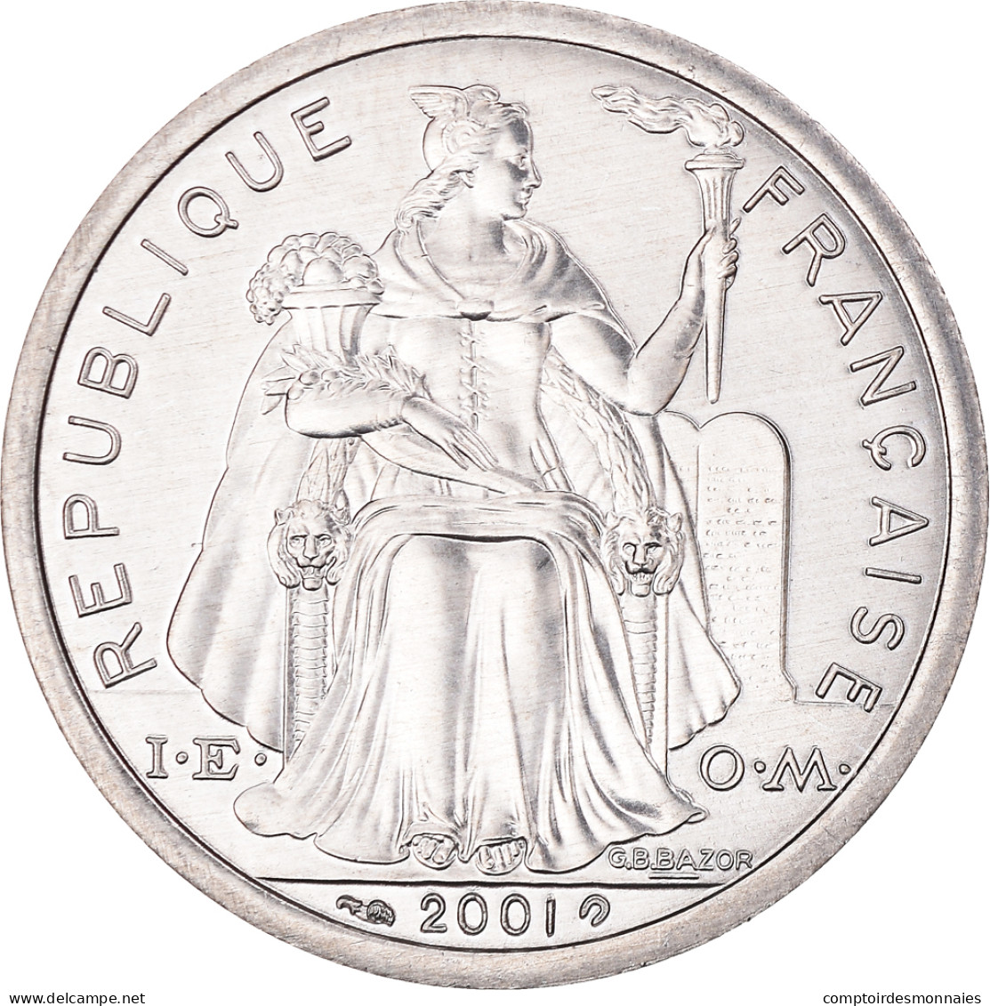 Monnaie, Nouvelle-Calédonie, 2 Francs, 2001, Paris, FDC, Aluminium, KM:14 - Nouvelle-Calédonie