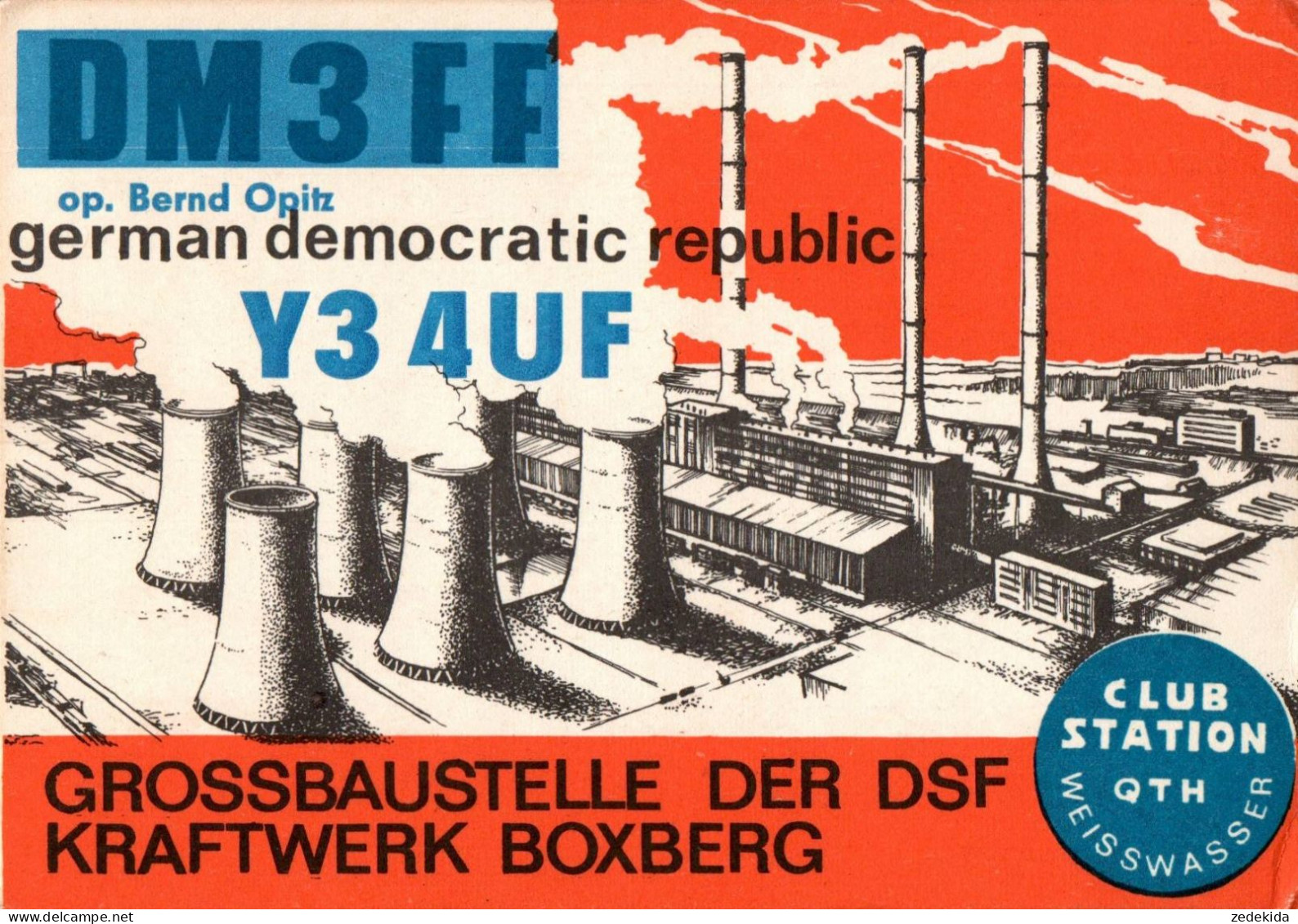 G6472 - Weisswasser Boxberg Kraftwerk DSF - QSL Amateurfunkerkarte Radio Funkerkarte -  Verlag DDR Grafik - Radio