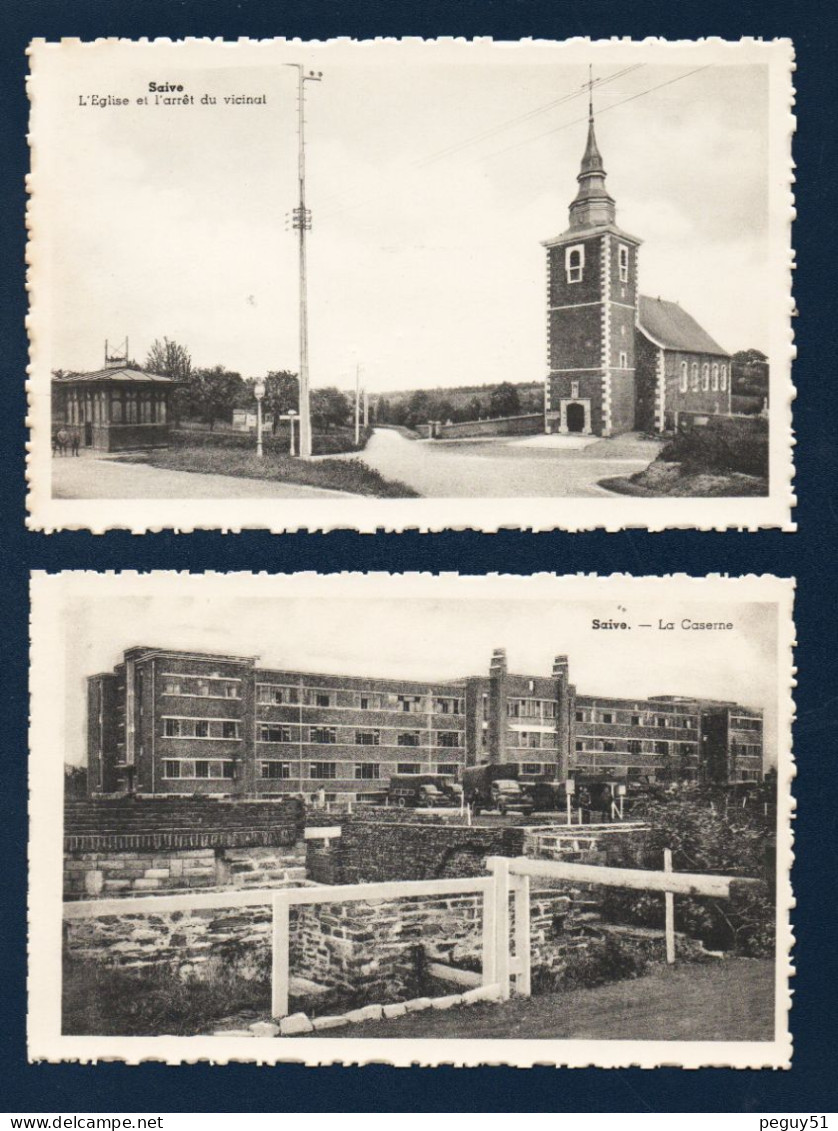 Saive (Blegny). Eglise St.Pierre, Arrêt Vicinal. Caserne De Cuyper-Beniest. Hôtel Communal,écoles. Saivelette. 5  Cartes - Blegny