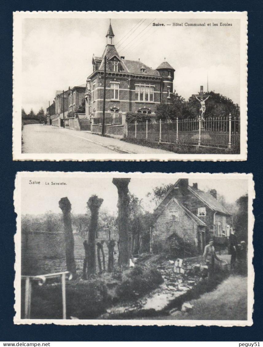 Saive (Blegny). Eglise St.Pierre, Arrêt Vicinal. Caserne De Cuyper-Beniest. Hôtel Communal,écoles. Saivelette. 5  Cartes - Blégny