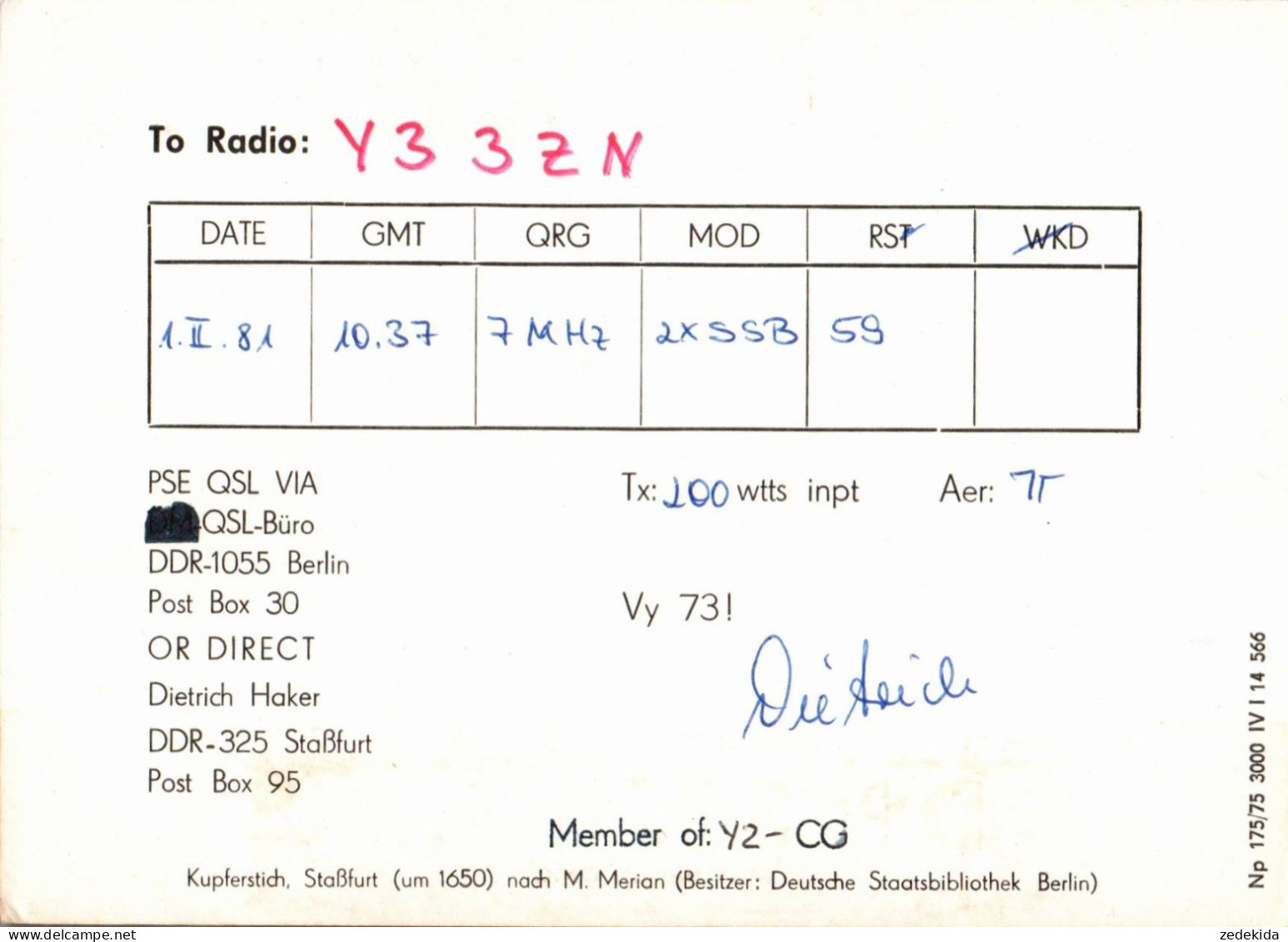 G6475 - Stassfurt - QSL Amateurfunkerkarte Radio Funkerkarte -  Verlag DDR - Radio