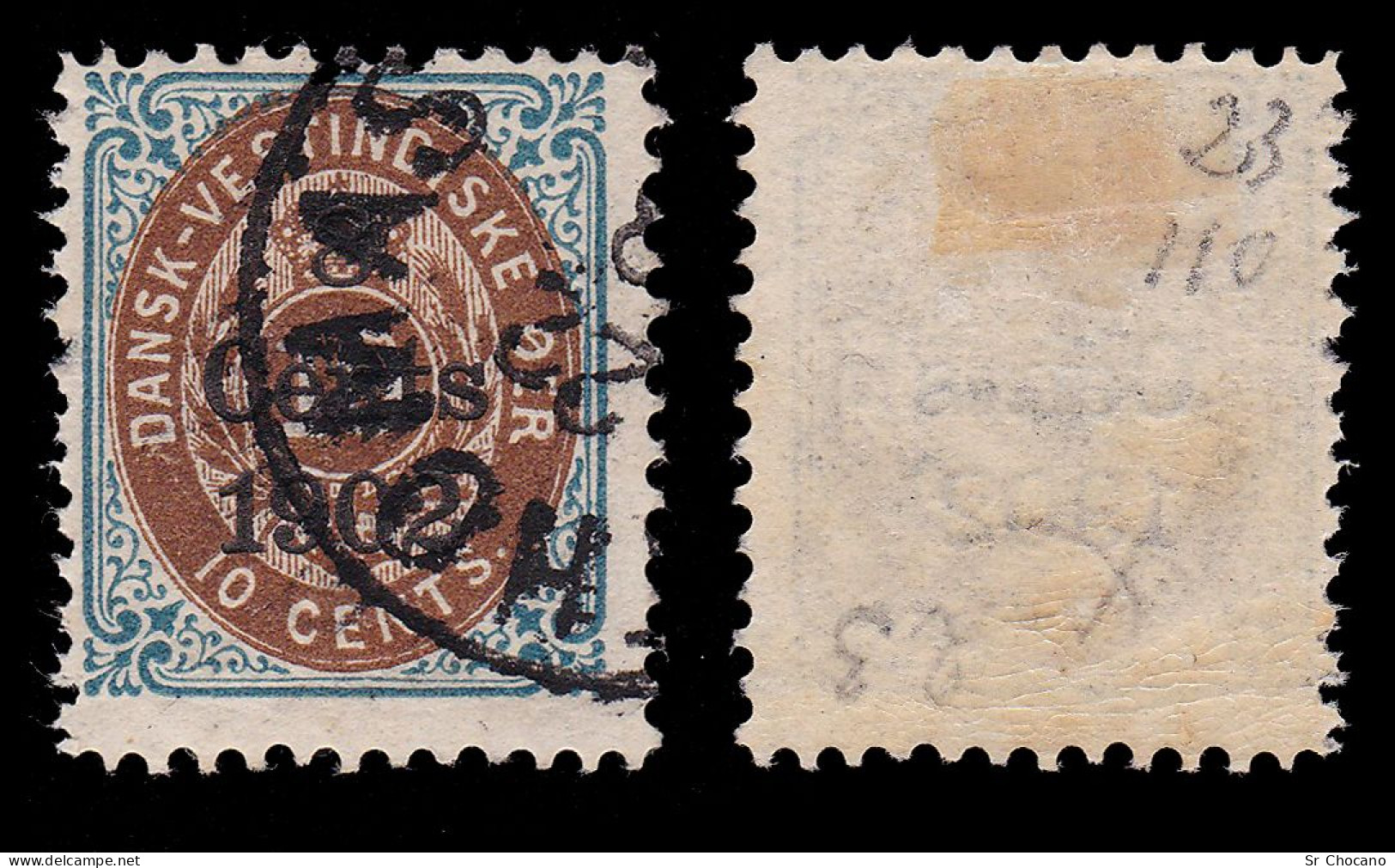 DANISH WEST INDIES.1902.Scott 28.8c On 10c.USED. - Denmark (West Indies)