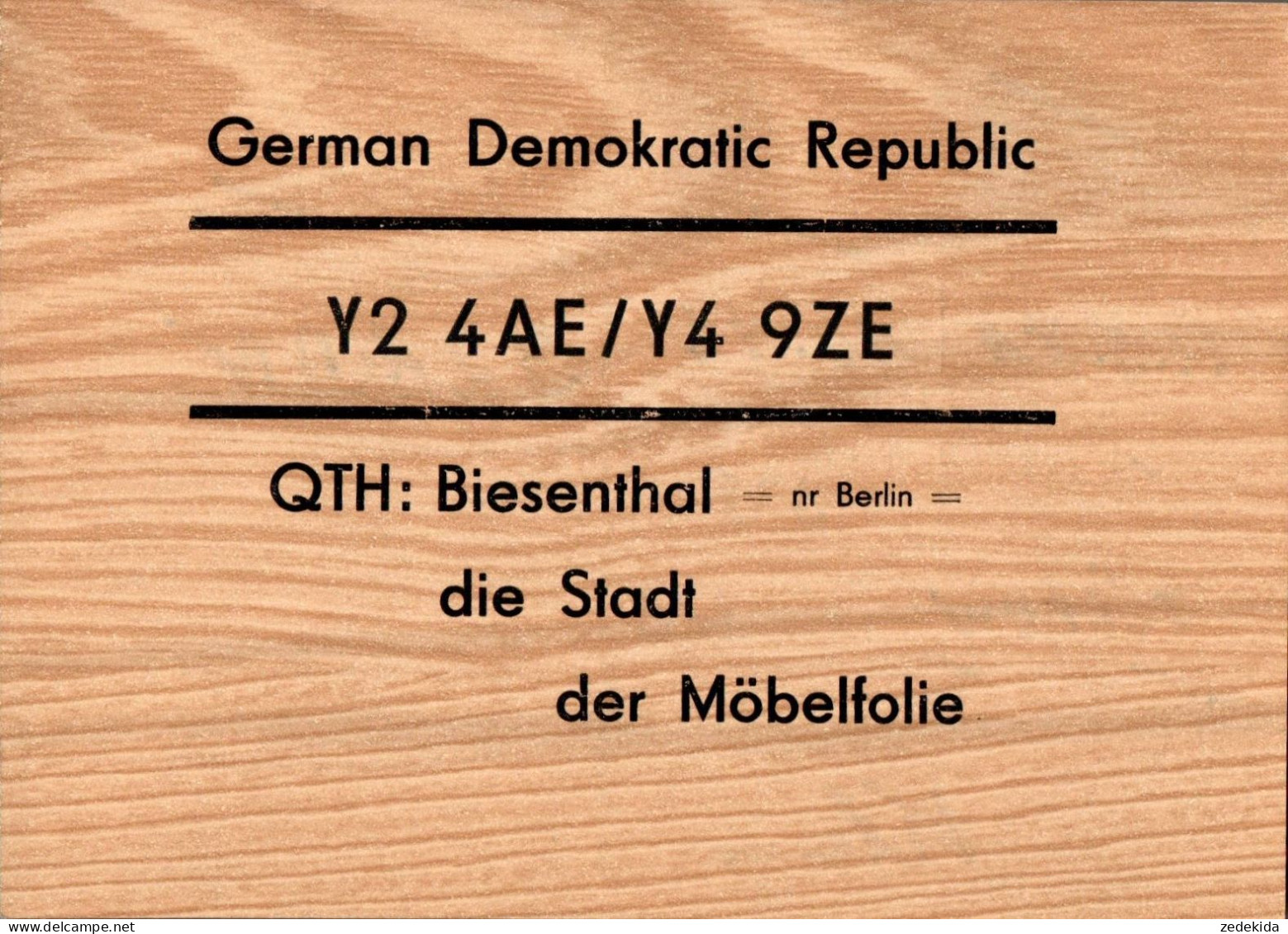 G6481 - Biesenthal Möbelfolie - QSL Amateurfunkerkarte Radio Funkerkarte - Verlag DDR - Radio