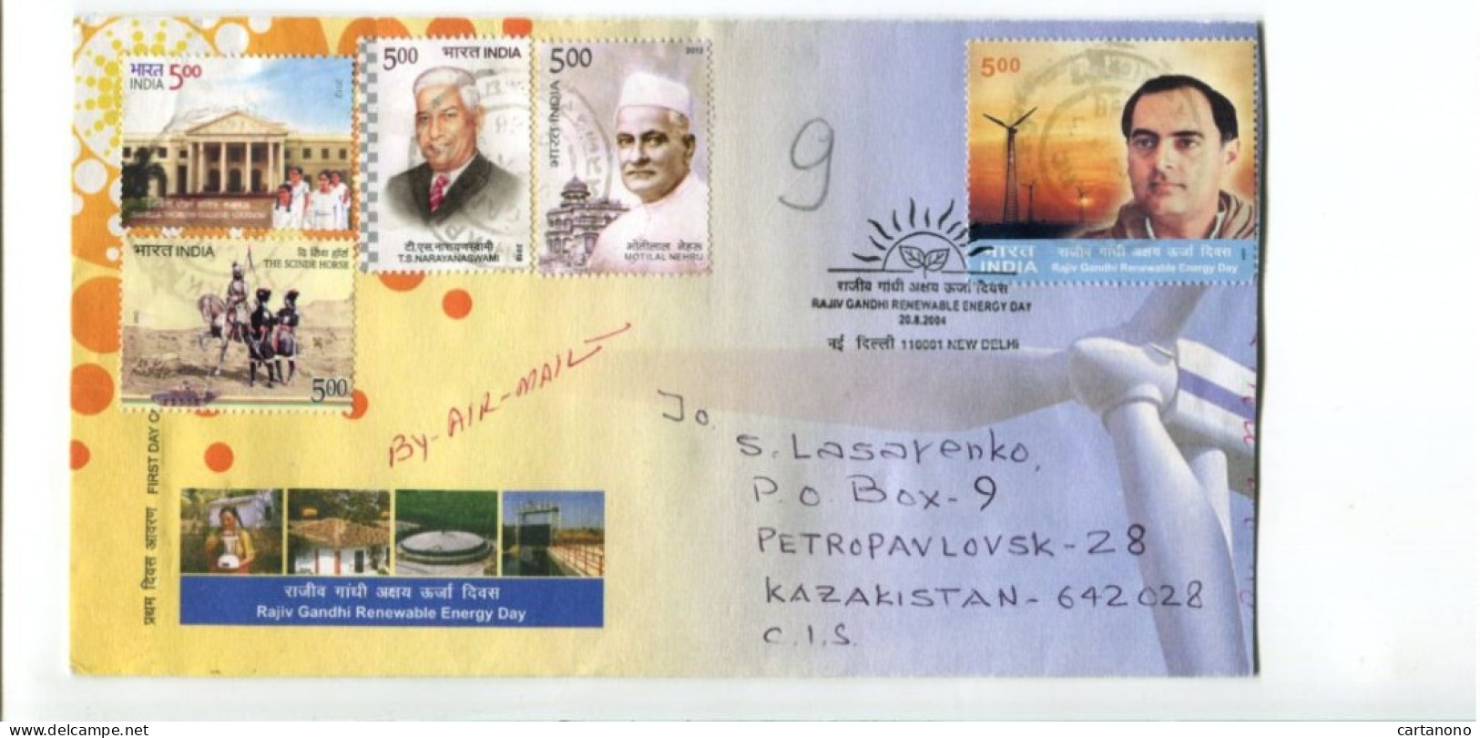 INDE -  Affranchissement Sur Lettre - Rajiv GANDHI / Eolienne / Nehru / Cavaliers - Storia Postale