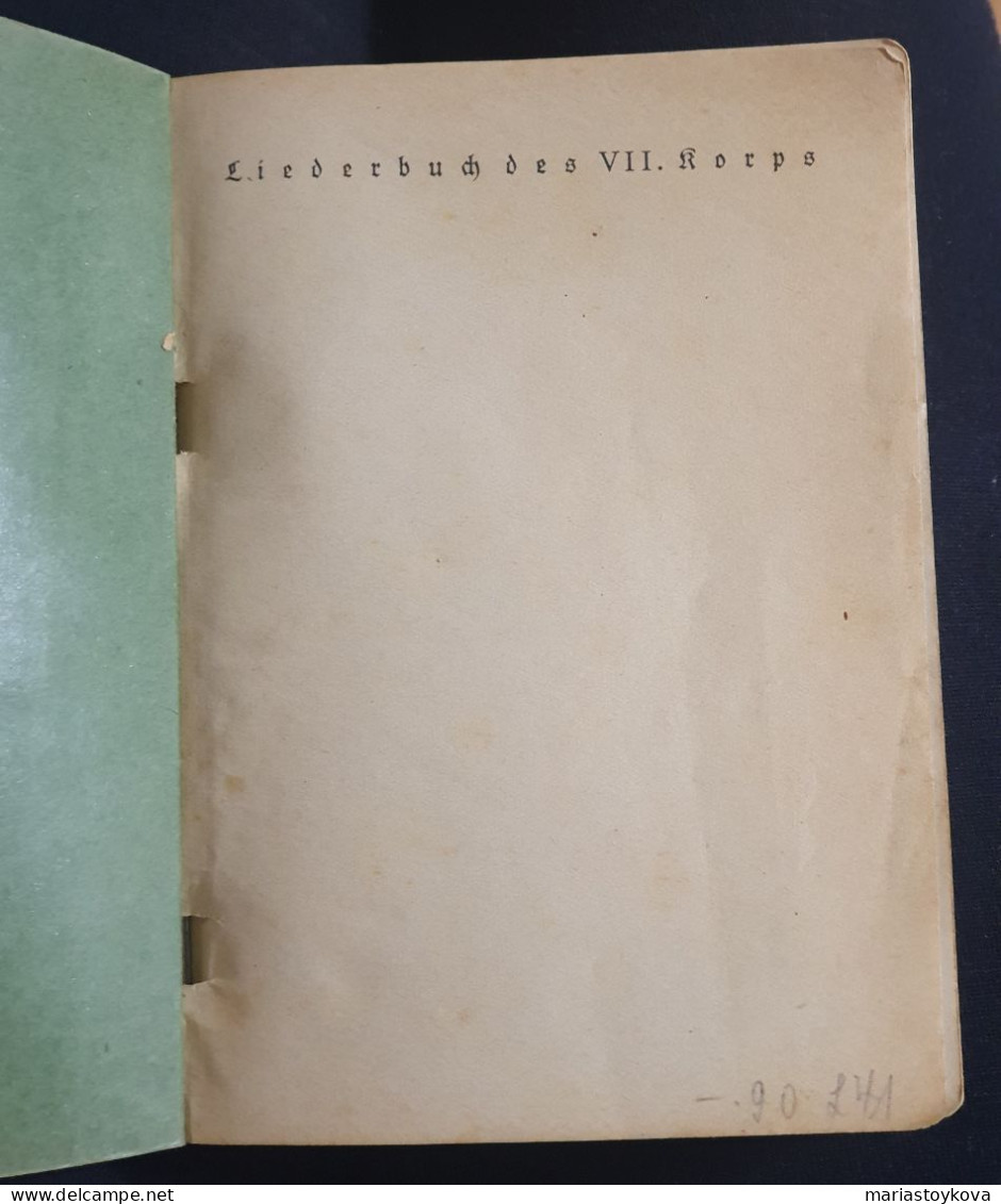 1941. Liederbuch Des VII Korps . 2WK - German