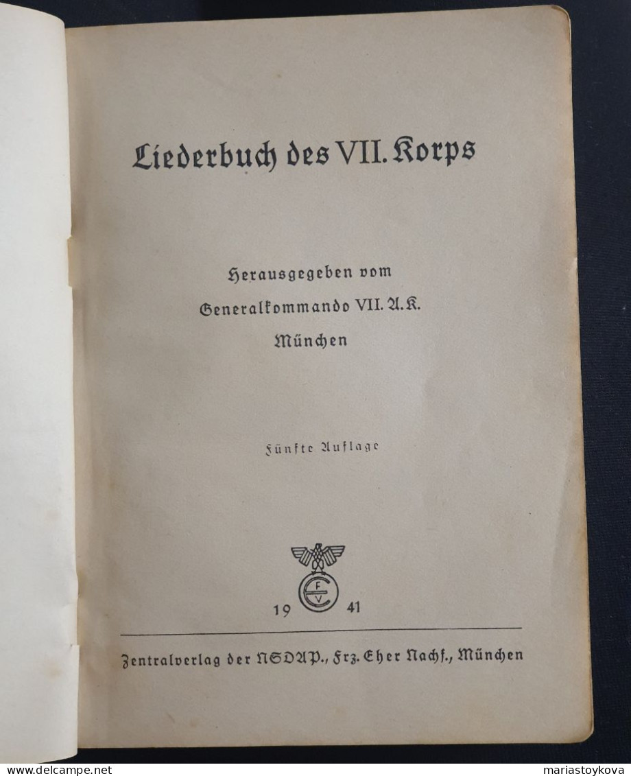 1941. Liederbuch Des VII Korps . 2WK - Duits