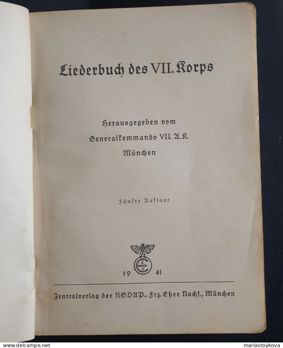 1941. Liederbuch Des VII Korps . 2WK - Allemand