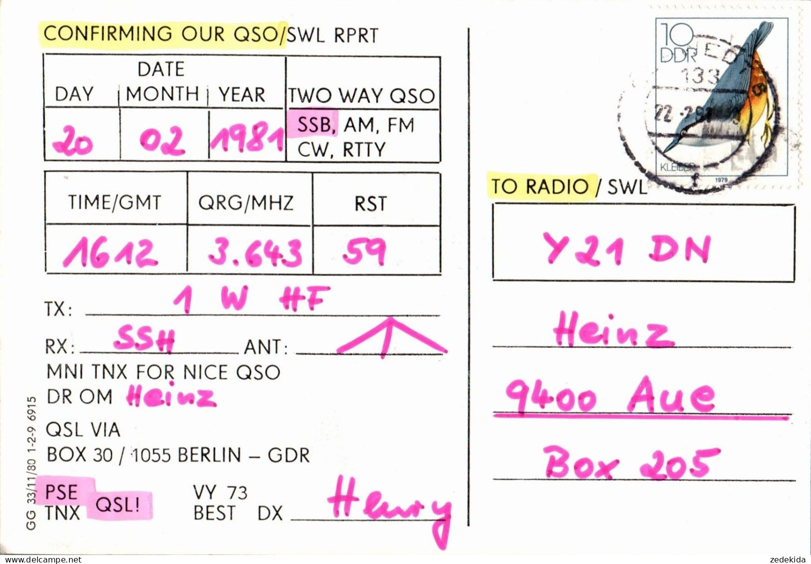 G6483 - Schwedt - QSL Amateurfunkerkarte Radio Funkerkarte - Verlag DDR - Radio