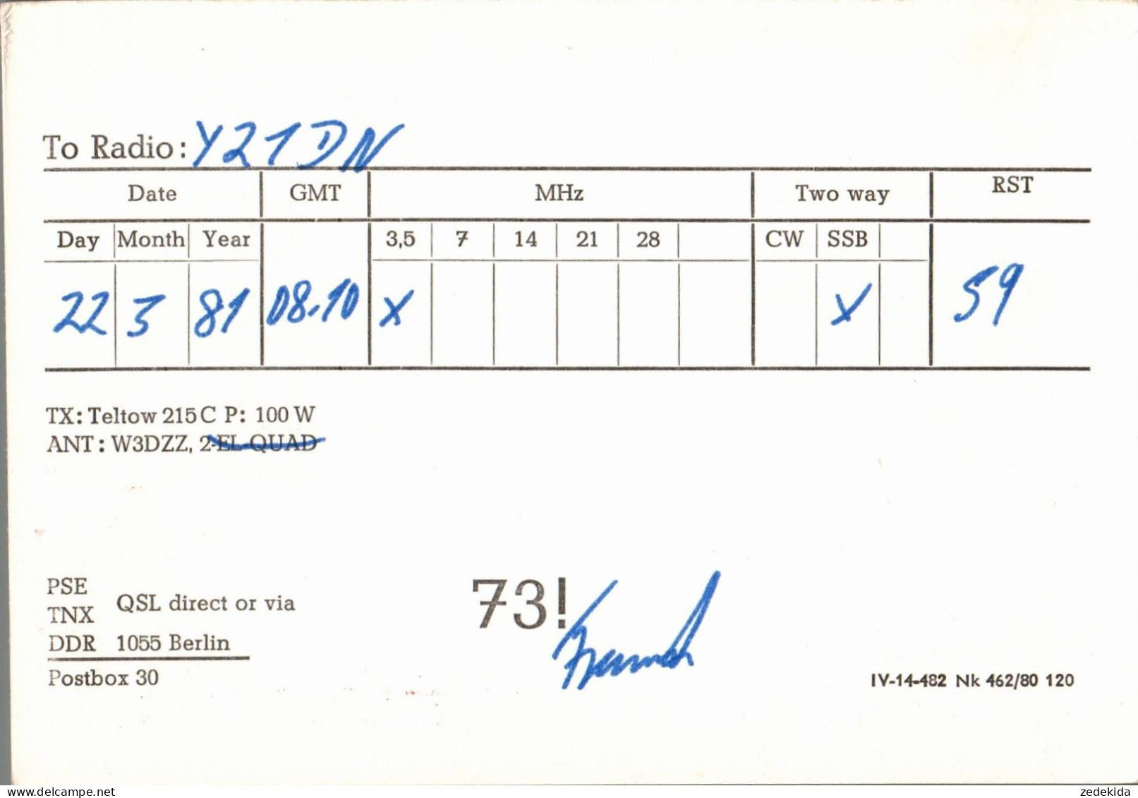 G6486 - Magdeburg - QSL Amateurfunkerkarte Radio Funkerkarte - Verlag DDR Grafik - Radio