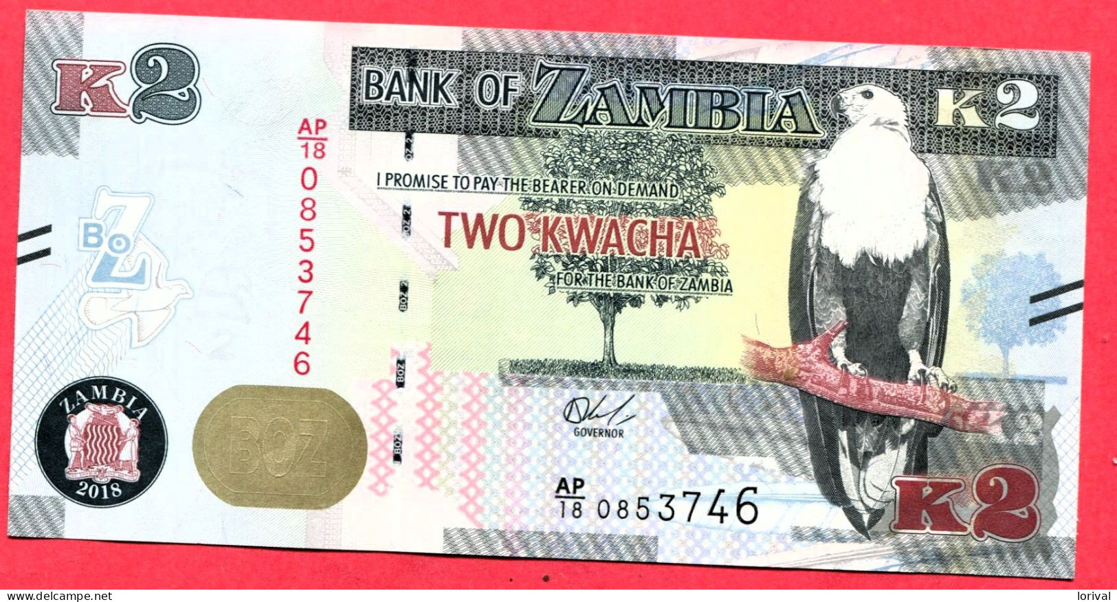 2 Kwacha Neuf 3 Euros - Zambie