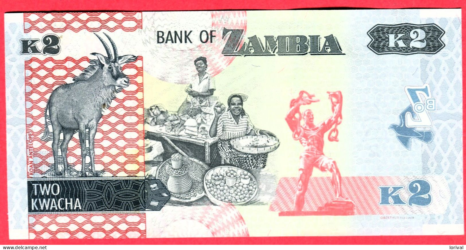 2 Kwacha Neuf 3 Euros - Zambie