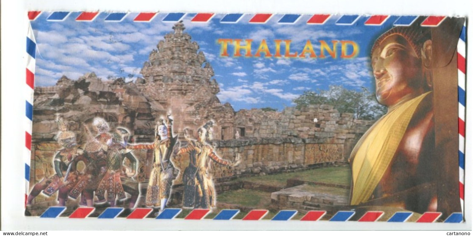 THAILANDE -  Affranchissement Sur Enveloppe Illustrée - Bouddha / Boxe Thaï / Fleurs - Thailand