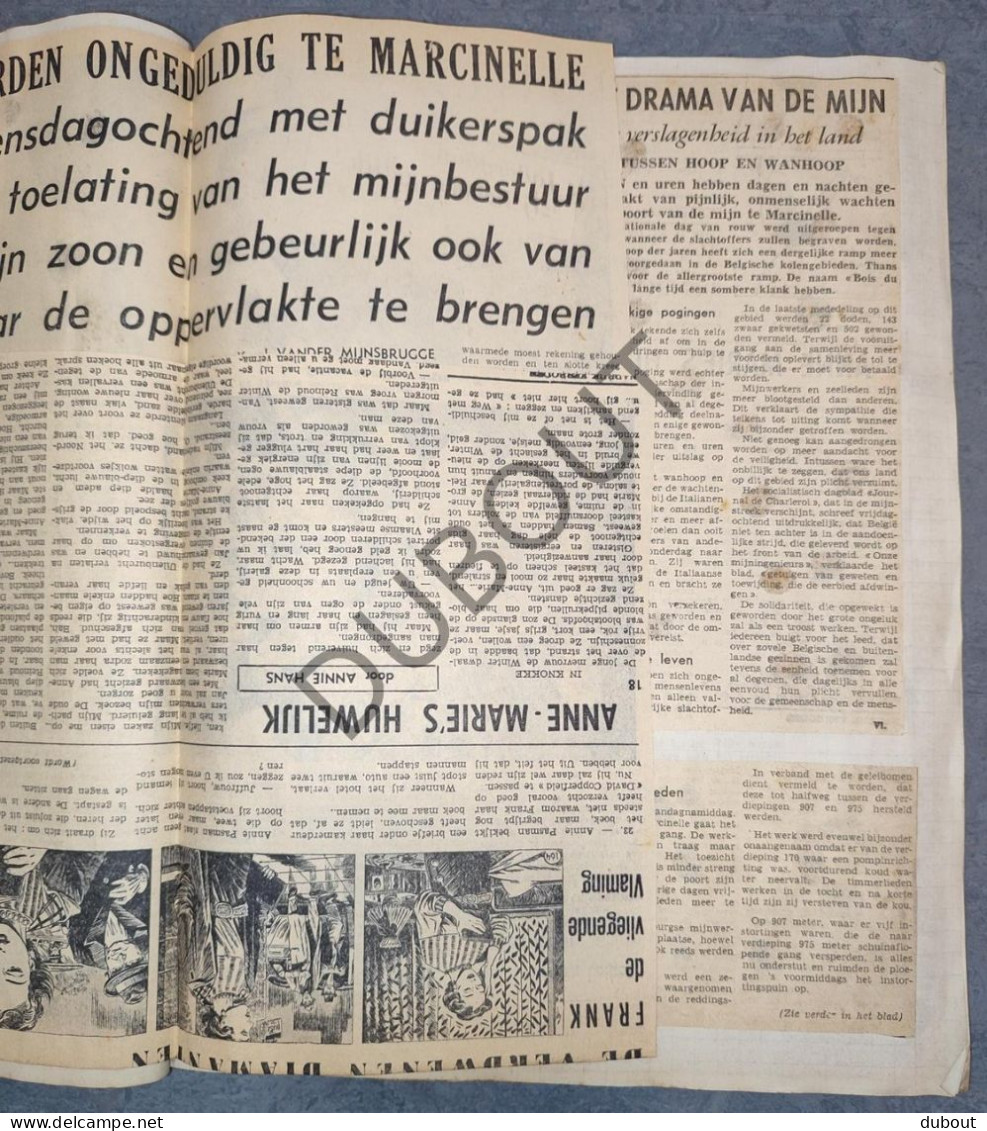 Marcinelle Mijnramp 1956 - Krantenartikels (V2751) - Antiguos